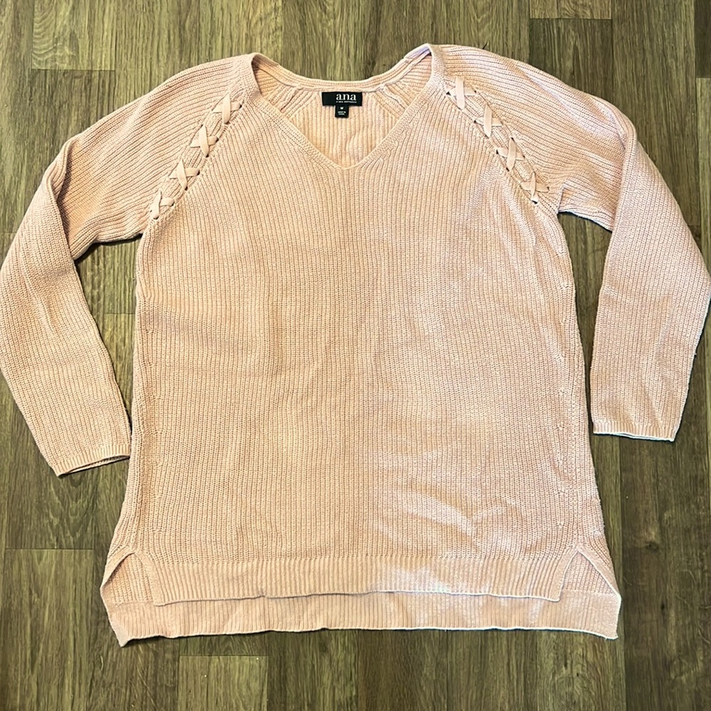 a.n.a. Light Pink V-Neck Ribbon Sweater - Picture 6 of 12